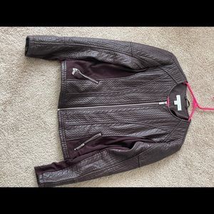 Maroon patent leather jacket